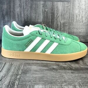 Adidas VL Court 2.0 Sneakers Mens 12 Green New Suede Gum Sole Retro Skate